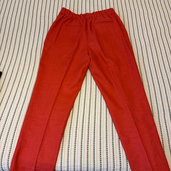 Bright Orange/Red Jcrew Linen Pant size 6 - Picture 2 of 13